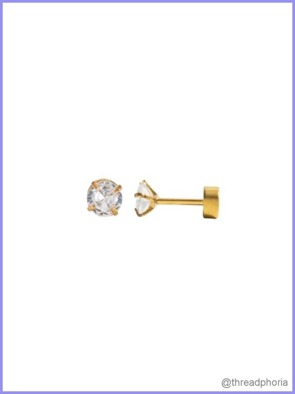 Hypoallergenic 18K Gold PVD Flat Back Stud Earrings Screw Back 4mm